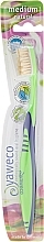 Fragrances, Perfumes, Cosmetics Toothbrush, medium, dark blue-green - Yaweco Toothbrush Medium Natural