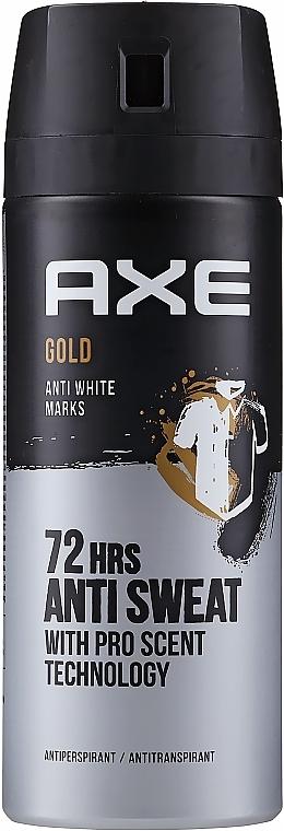 Antiperspirant - Axe Gold Anti White Marks Antiperspirant 72 HRS Anti Sweat With Pro Scent Technology — photo N1