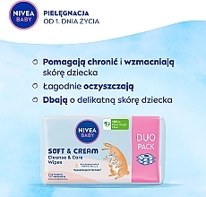 Biodegradable Wipes, 2 x 57 pcs - Nivea Baby Soft & Cream — photo N2