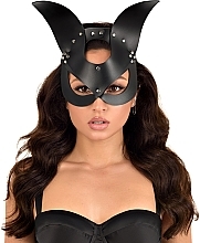 Eco-Leather Mask 'Bunny' , black - MAKEUP Women's PU Leather Bunny Mask  — photo N1