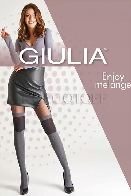 Tights "Enjoy Melange. Model 2" 60 Den, dark grey melange - Giulia — photo N1