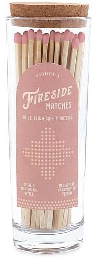 Safe Candle Matches, in a glass jar, pink tip - Paddywax Fireside Blush Pink Safety Matches — photo N1