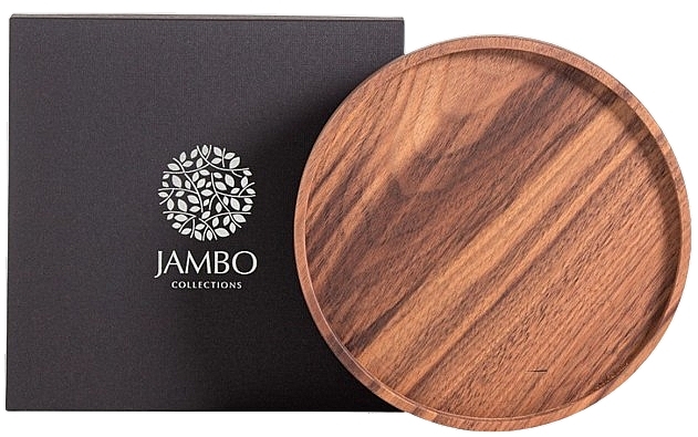 Wooden Candle Holder, size L, 215 mm - Jambo Collections Walnut Candle Plate — photo N1