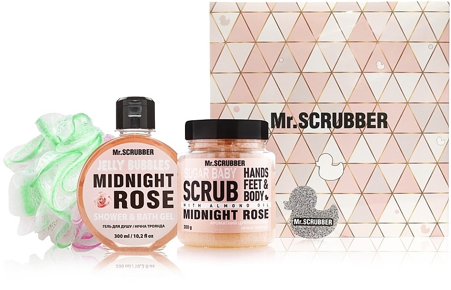 Set - Mr.Scrubber " Midnight Rose" (body/scr/300 g + sh/gel/300 ml + sh/sponge) — photo N3