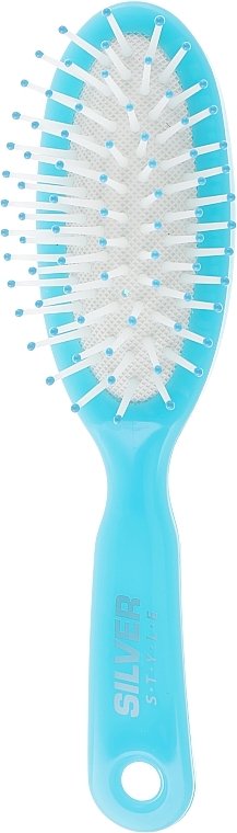 Massage Hair Brush, small, PM-8683 C, light blue - Silver Style — photo N3