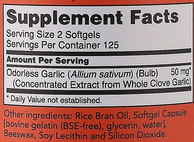 Odorlees Garlic Extract, softgels - Now Foods Odorlees Garlic Softgels — photo N3