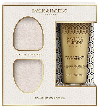 Set - Baylis & Harding Sweet Mandarin & Grapefruit Luxury Foot Care Gift Set (foot/lot/125ml + socks) — photo N1