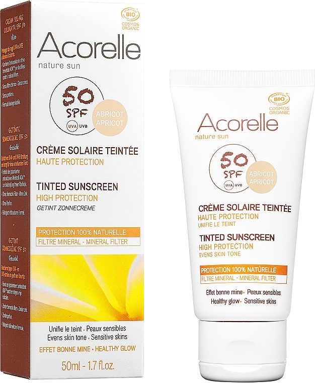 Toning Face Sun Cream - Acorelle Nature Sun Cream SPF50 — photo N1
