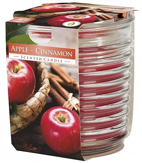 Apple & Cinnamon Scented Candle in Ribbed Glass - Bispol Scented Candle Apple-Cinnamon — photo N1