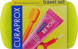 Hygienic Travel Set, green - Curaprox Be You (tbr/1szt + paste/10ml + 2xbrush/1szt + acc + bag) — photo N1