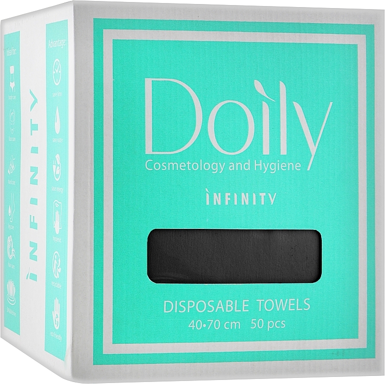 Towels in Box, 40x70cm, 55g/m2, 50pcs, black - Doily — photo N1