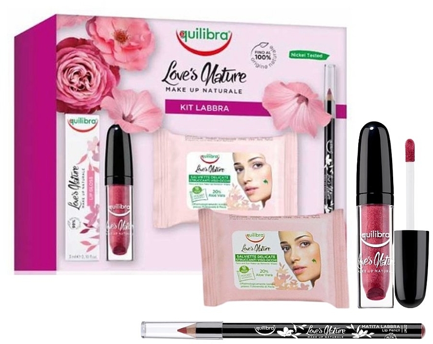 Set - Equilibra Love's Nature Make Up (lip/pencil/1.8g + lip/gloss/3ml + wipes/15pc) — photo N13