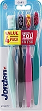 Fragrances, Perfumes, Cosmetics Soft Toothbrush, 4 pcs, mint + black + pink + green - Jordan Ultimate You Soft Toothbrush