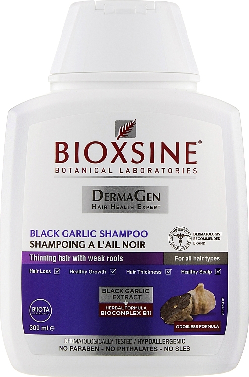 Daily Anti Hair Loss Shampoo - Biota Bioxsine DermaGen Black Garlic Shampoo — photo N1