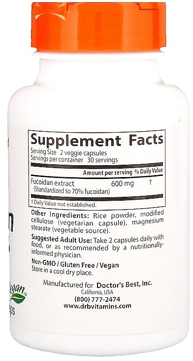 Dietary Supplement "Fucoidan" - Doctor's Best Fucoidan 70% — photo N2