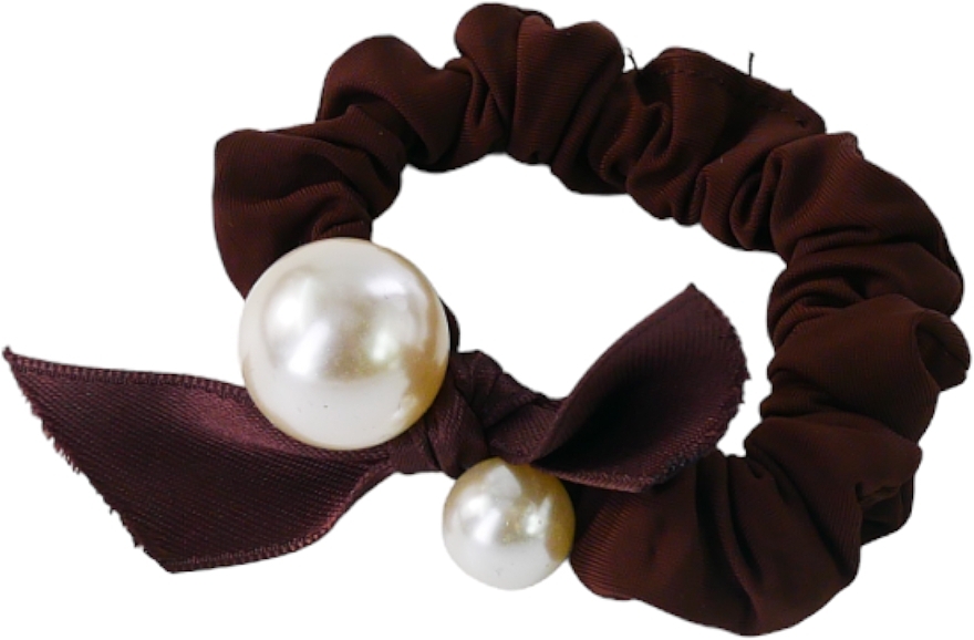 Hair Tie with Pearl, brown - Lolita Accessories — photo N1