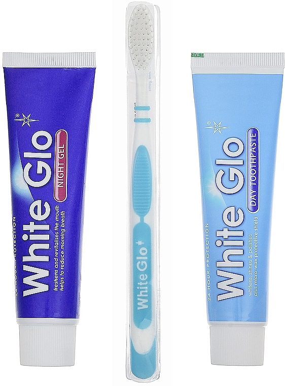 Blue Toothbrush Set - White Glo Night & Day Toothpaste (t/paste/65ml + t/gel/65ml + toothbrush) — photo N1