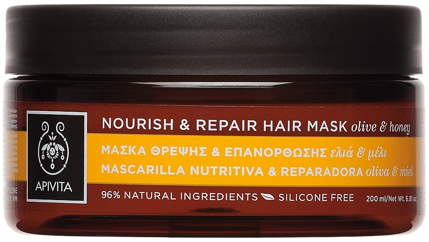 Nourishing Repairing Hair Mask with Olive Oil and Honey - Apivita Nourish & Repair Hair Mask With Olive & Honey — photo N1