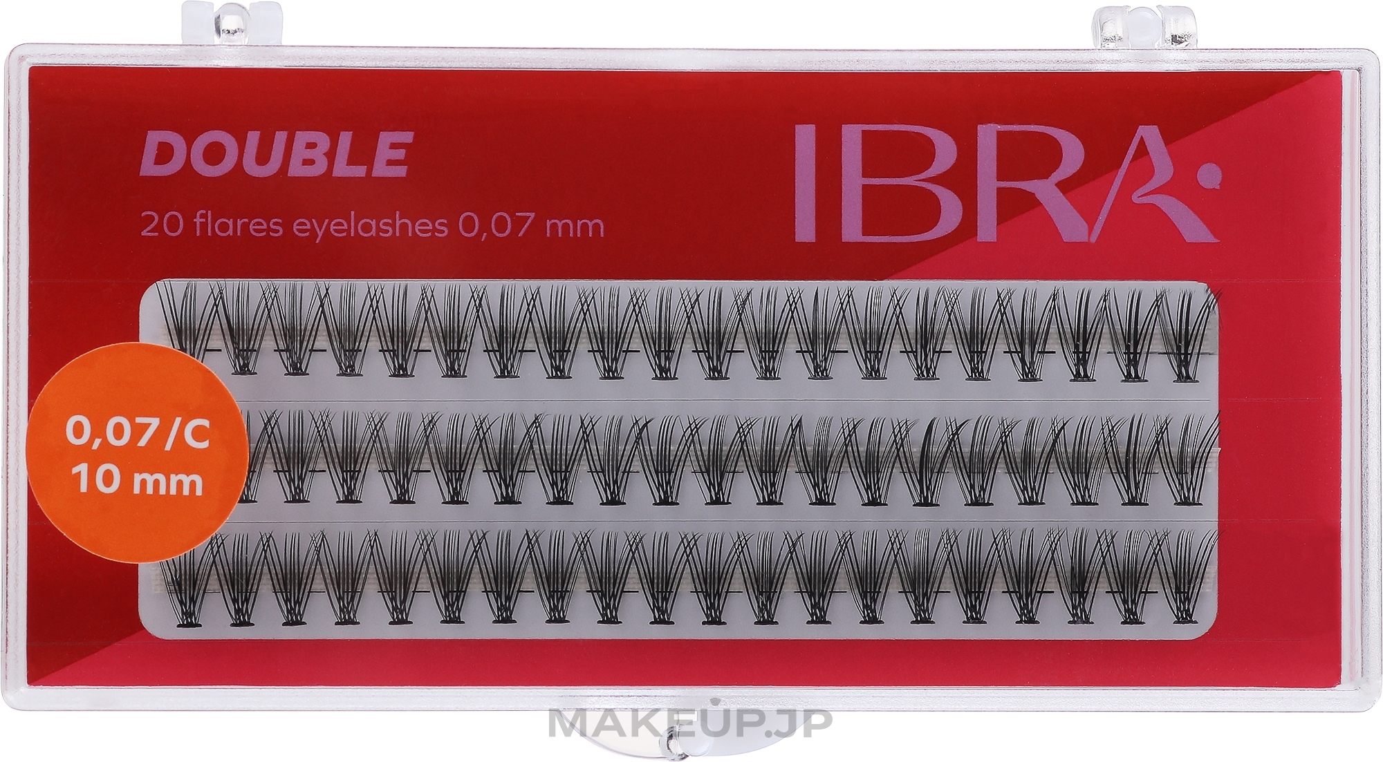 Individual Lashes, C 10 mm - Ibra 20 Flares Eyelash Knot Free Double — photo 60 szt.