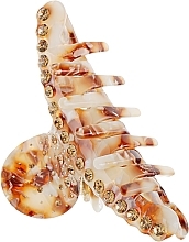 Claw Clip 'Arch with Crystals', 291, beige-brown - Elite — photo N1