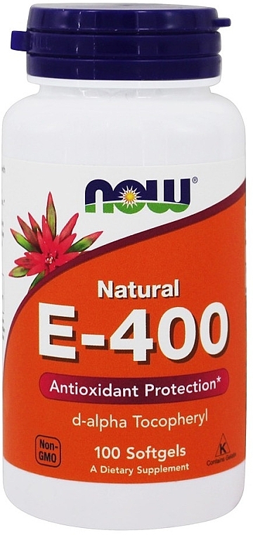 Capsules "Vitamin E-400" - Now Foods Vitamin E-400 D-Alpha Tocopheryl Softgels — photo N1