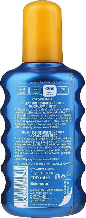 Moisturizing Sun Spray "Invisible Protection" SPF 30 - NIVEA Sun Care Invisible Protection Spray — photo N2