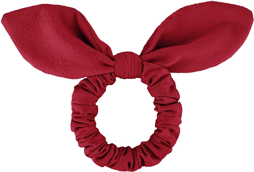 Suede Hair Tie "Bunny", red - MAKEUP Bunny Ear Soft Suede Hair Tie Red — photo N1