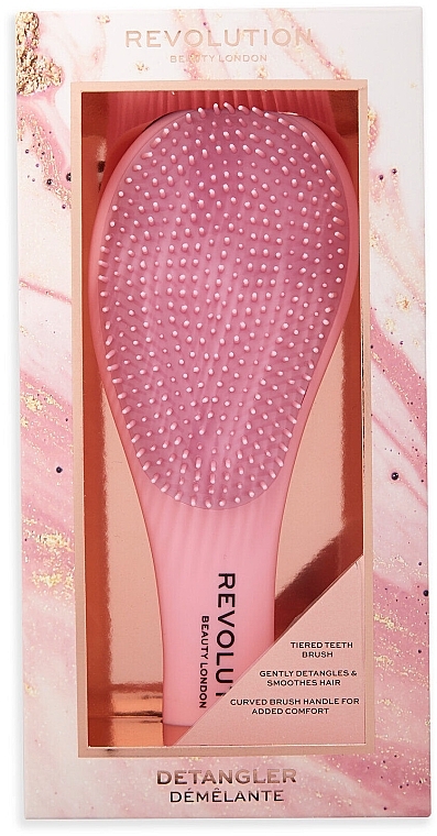 Anti-tangling Hair Brush, pink - Makeup Revolution Detangle Me! Pink Detangling Hair Brush — photo N3