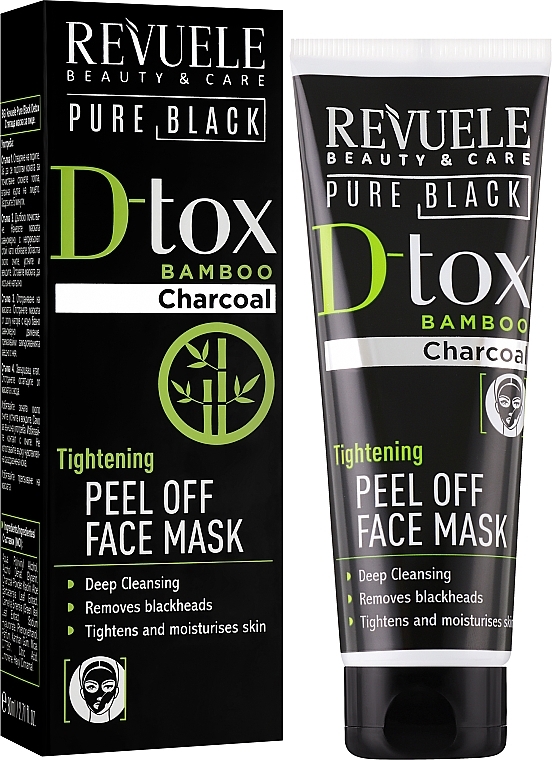 Bamboo Charcoal Peel-Off Mask - Revuele Pure Black Detox Peel Off Face Mask — photo N2