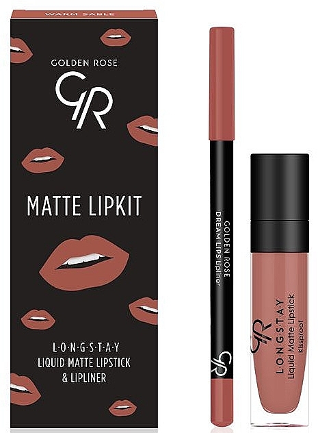 Lip Set - Golden Rose Matte LipKit Warm Sable (lipstick/5.5 ml + lipliner/1.6g) — photo N1