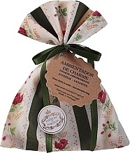 Fragrances, Perfumes, Cosmetics Scented Pouch, green striped with flowers, jasmine - Essencias De Portugal Tradition Charm Air Freshener