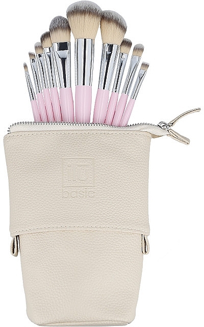 10 Makeup Brushes+Case Set, pink - ILU Brush Set — photo N1