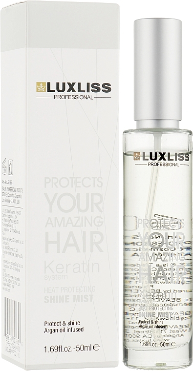 Keratin Hair Shine Spray - Luxliss Keratin Heat Protecting Shine Mist — photo N2