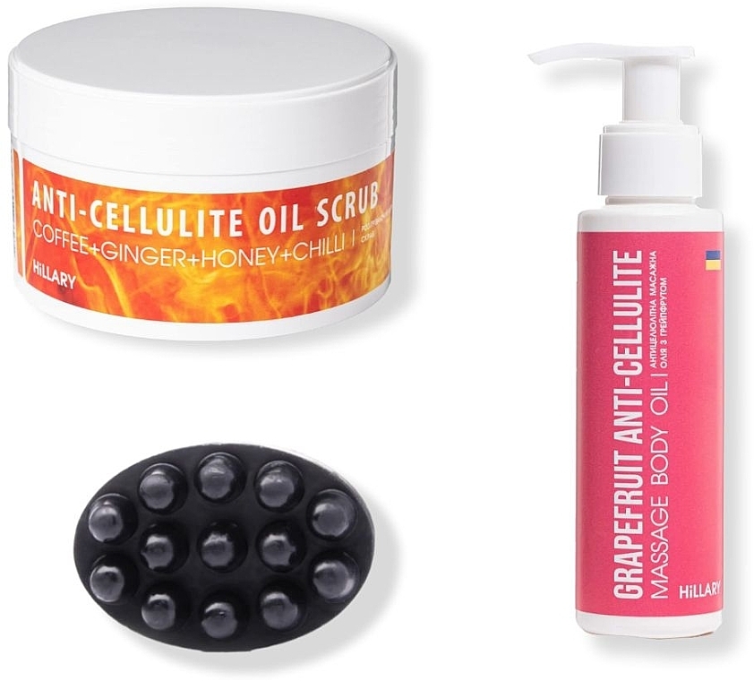 Set - Hillary Anti-Cellulite Fire (scr/200 g + oil/100 ml + soap/100 g) — photo N1