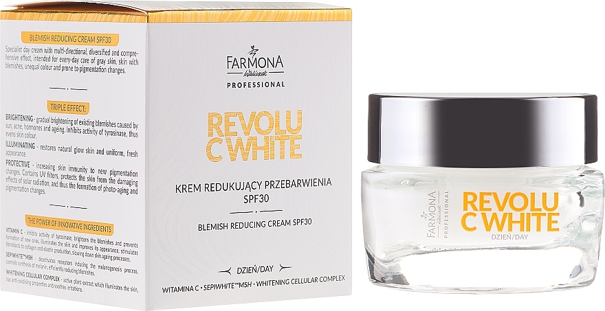 Regenerating Face Cream - Farmona Revolu C White Blemish Reducing Cream SPF30 — photo N1