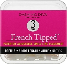 Short Nail Tips "French" - Dashing Diva French Tipped Short White 50 Tips (Size 3) — photo N4