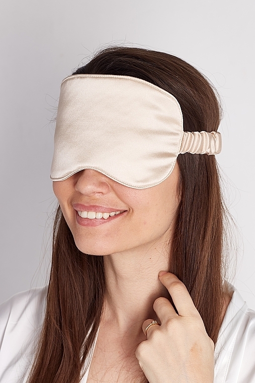 Natural Silk Sleep Mask with Pouch, light beige - de Lure Sleep Mask — photo N4