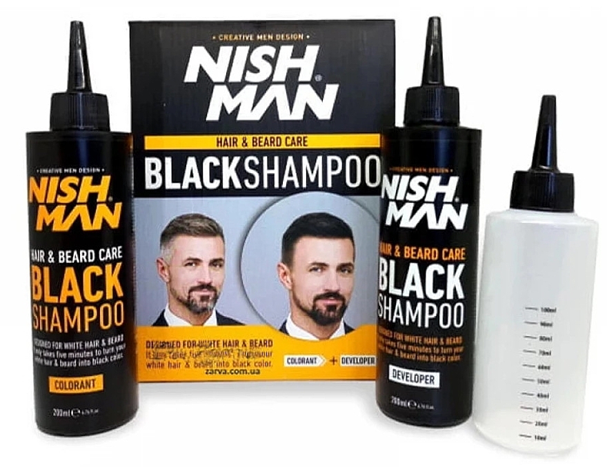 Shampoo for Masking Gray Hair - Nishman Hair&Beard Care Black Shampoo Bundle — photo N1