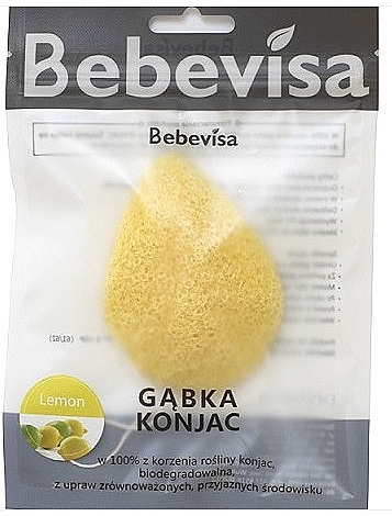 Face Wash Sponge, drop "Lemon" - Bebevisa Konjac Sponge — photo N1