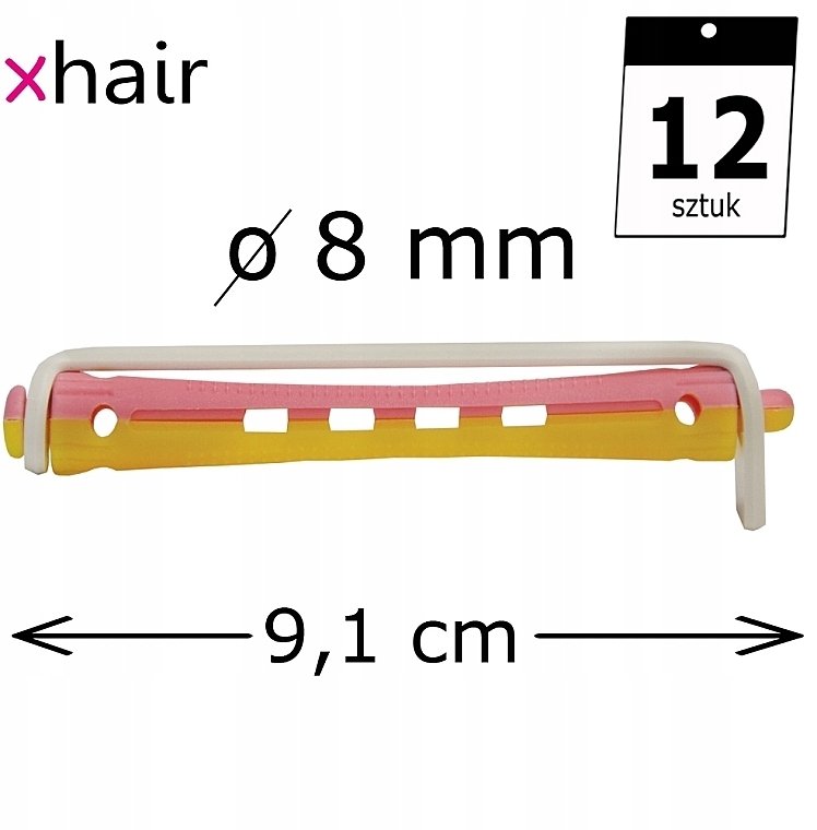 Cold Perm Rods, d8 mm, yellow-pink, 12 pcs. - Xhair — photo N2