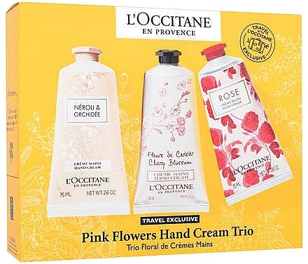 Hand Care Set - L'Occitane Pink Flowers Hand Cream Trio (h/cr/3x75ml) — photo N1