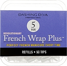 Narrow Nail Tips "French Smile+" - Dashing Diva French Wrap Plus White 50 Tips (Size 5) — photo N1