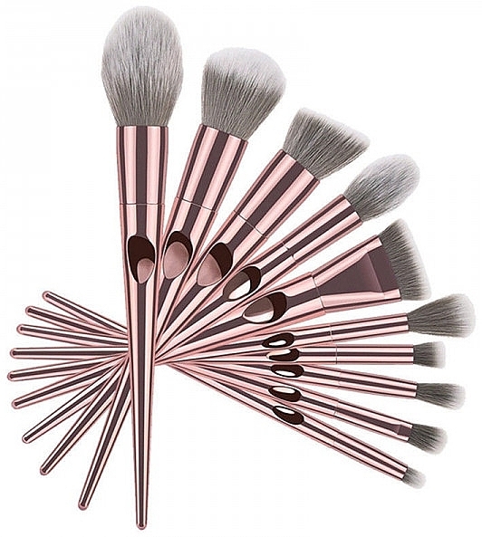 Professional Makeup Brush Set, 10 pcs, rose gold - Deni Carte — photo N1