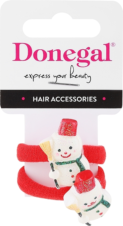 Hair Ties FA-5739, 2 pcs., red snowmen - Donegal — photo N1