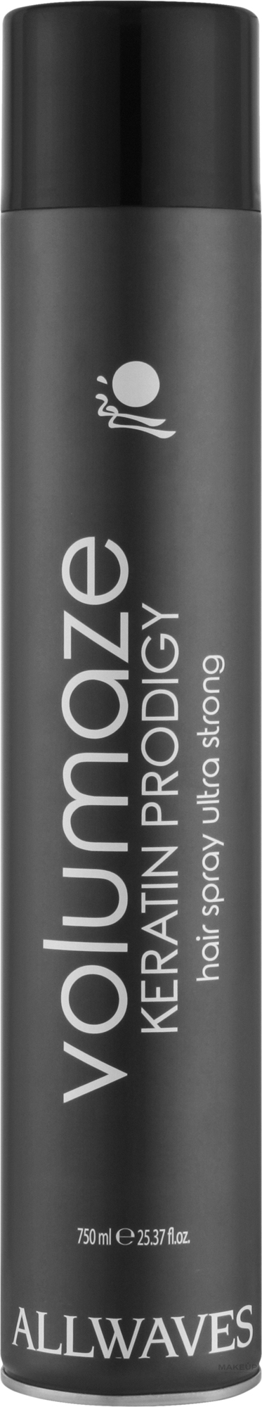 Keratin Hair Spray - Allwaves Volumaze Keratin Prodigy Hair Spray Ultra Strong — photo 750 ml