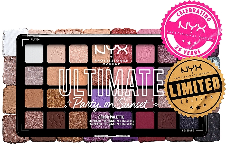 Eye & Face Shadow Palette, 32 shades - NYX Professional Makeup Ultimate Party on Sunset — photo N8