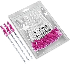 Fragrances, Perfumes, Cosmetics Lash & Brow Brush, dark pink with glitter - Clavier