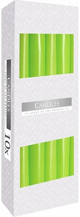 Table Candle Set 245x23 mm, 10 pieces, green - Bispol — photo N1