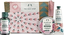 Fragrances, Perfumes, Cosmetics Set - The Body Shop Bloom & Glow British Rose Mini Gift (sh/gel/60ml + h/cr/30ml + b/butter/50ml + bag)