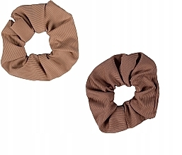 Scrunchies, 26522, 2 pcs, beige and brown - Top Choice Hair Bands — photo N1